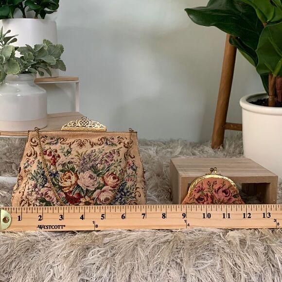 Vintage 1930's Jolles Made In Austria Floral Tapestry Evening Bag And Coin Purse - Picture 13 of 16